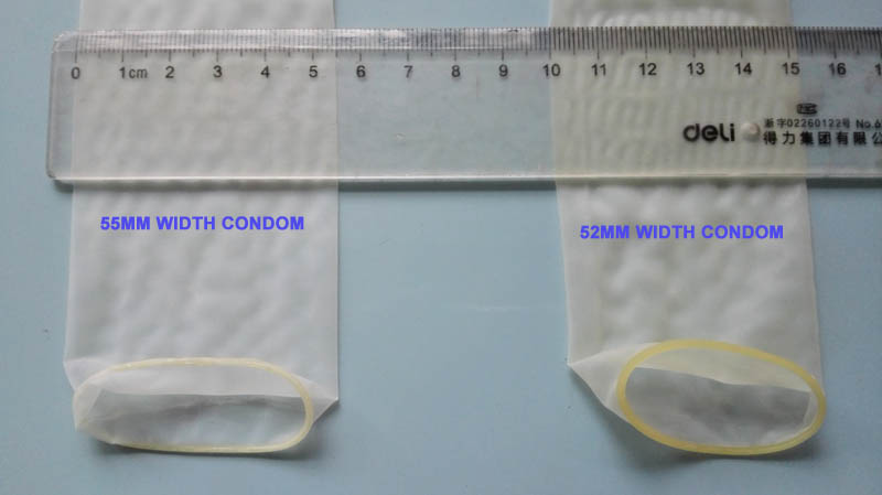 Large condom and regular condom