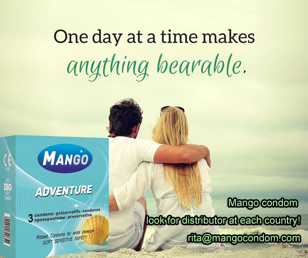 Mango adventure ribbed condom