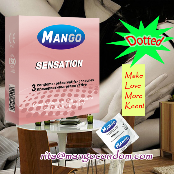 Mango sensation dotted condoms provide extra stimulation