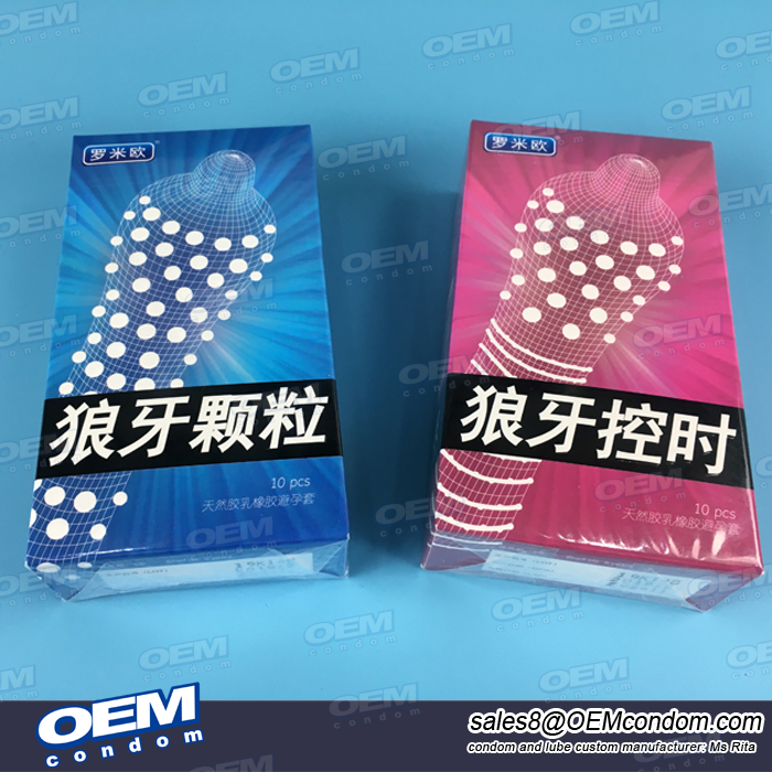 OEM condom with dots and ribs
