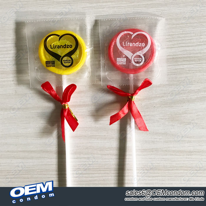 custom condom lollipop, OEM brand lollipop condom manufacturer