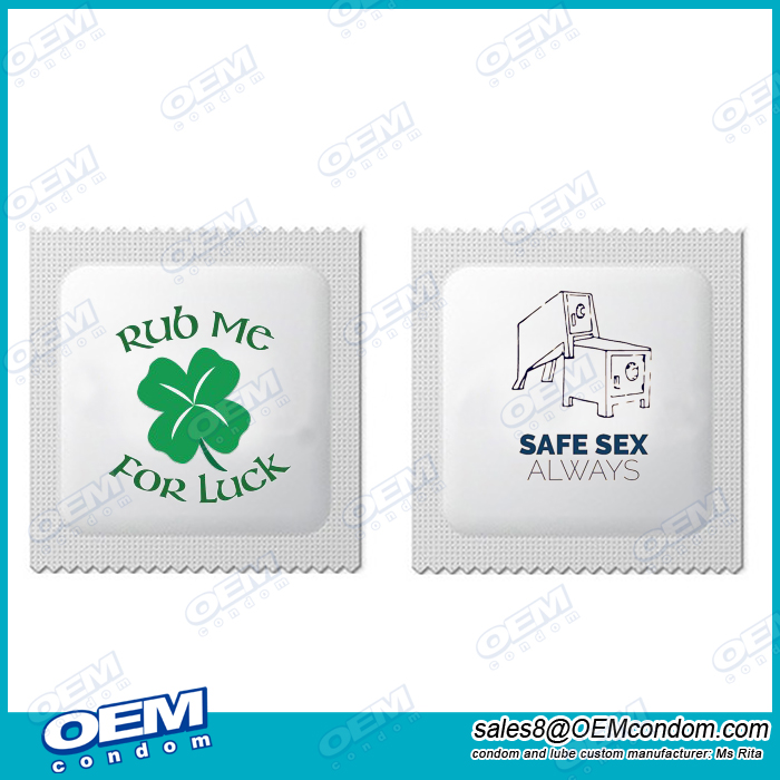 Custom Condom packaging with company slogan