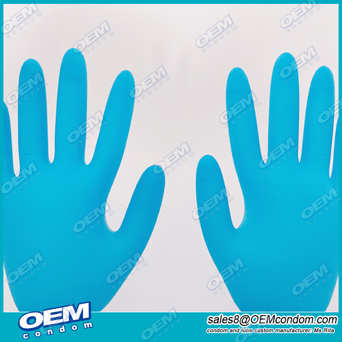 Powder free blue polyurethane gloves latex free gloves